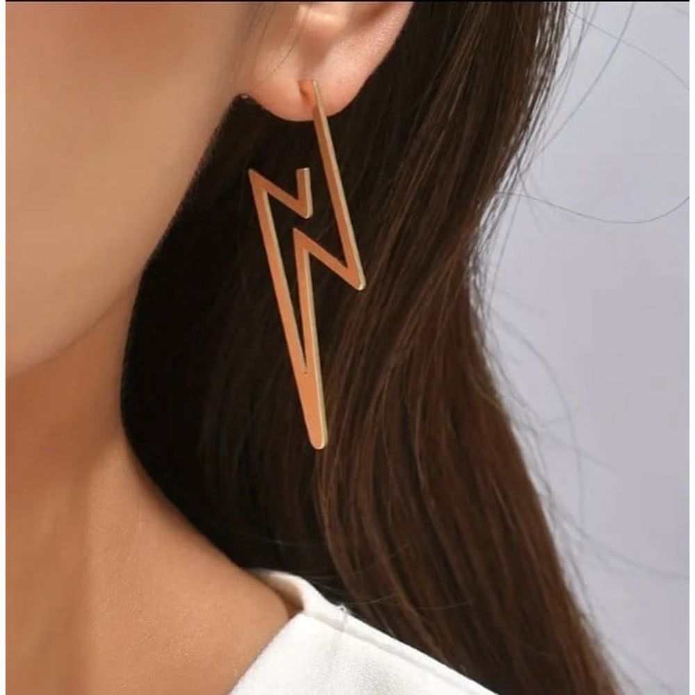 Gold Lightning Bolt Earring Set
